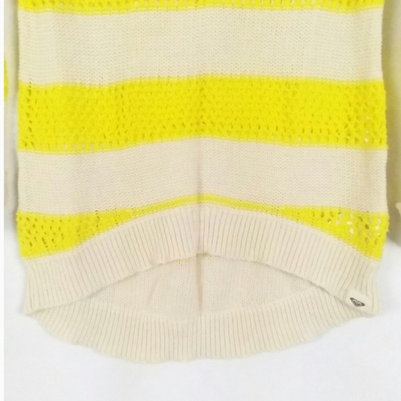 Roxy Striped Knit High Low Sweater White Yellow - Picture 5 of 7